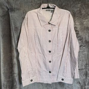 NWT Chico’s Size 3 (16) Cruz Stripe Little Meg Jacket 97% Cotton 3% Spandex